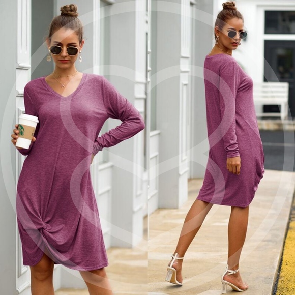 AUDRY vneck twist detail dress - Picture 2 of 3